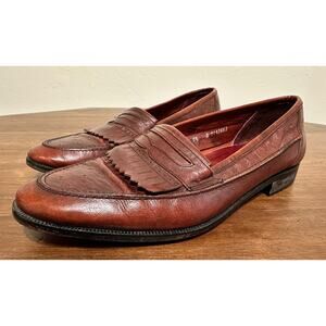 JT Beckett Ostrich Kilt Penny Loafers Men's 9.5D